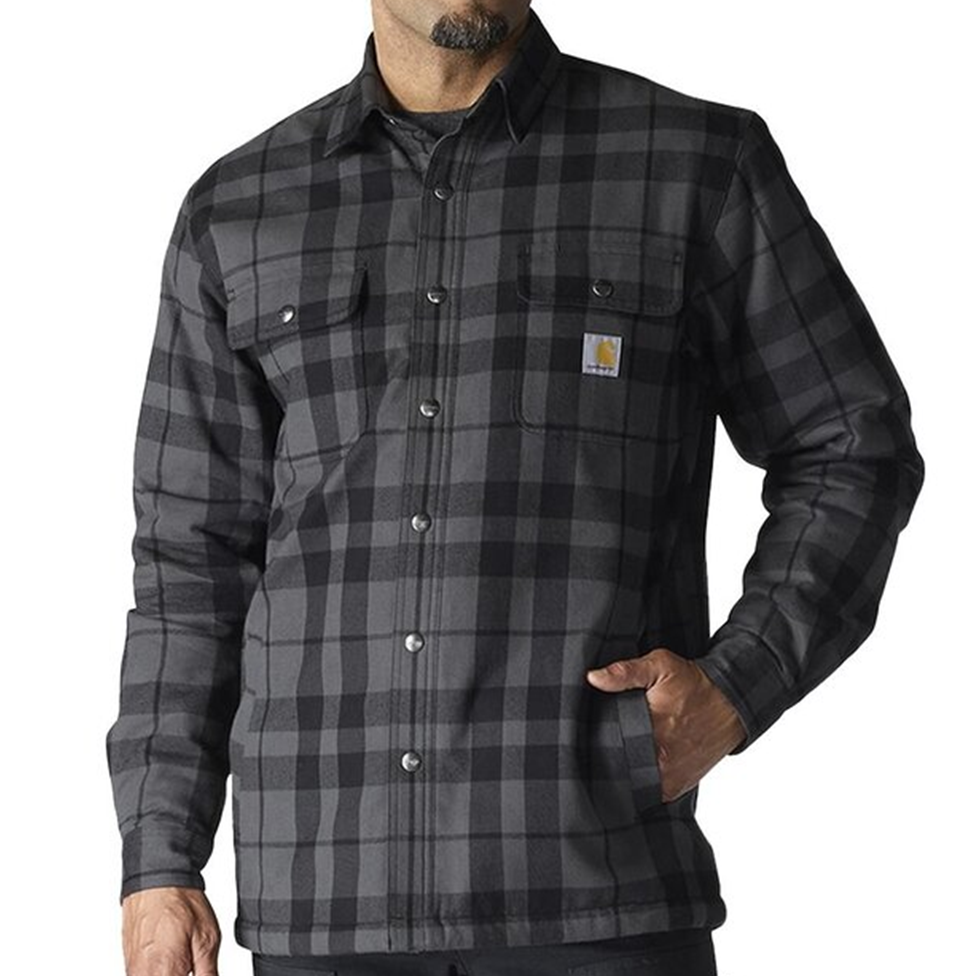 CARHARTT Sherpa Lined Flannel Jacket - Shadow
