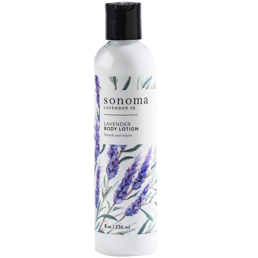 Sonoma Lavender Co. lavender body lotion bottle on a white background