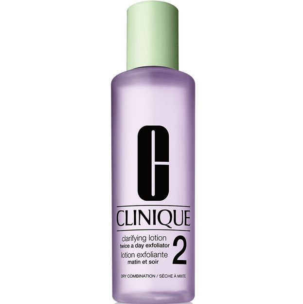 Clinique clarifying lotion bottle on a white background