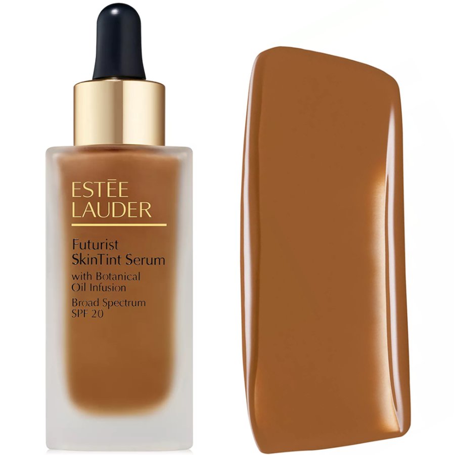 Estée Lauder Futurist SkinTint Serum with color swatch on a white background