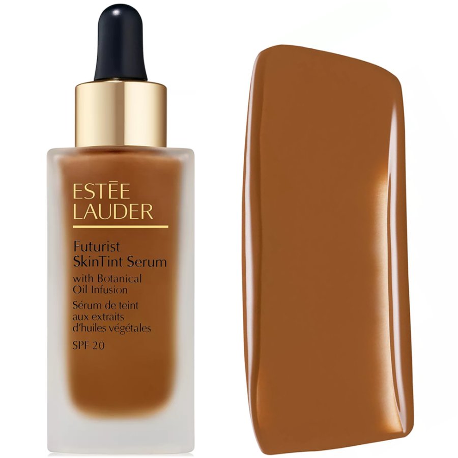 Estée Lauder Futurist SkinTint Serum with color swatch on a white background