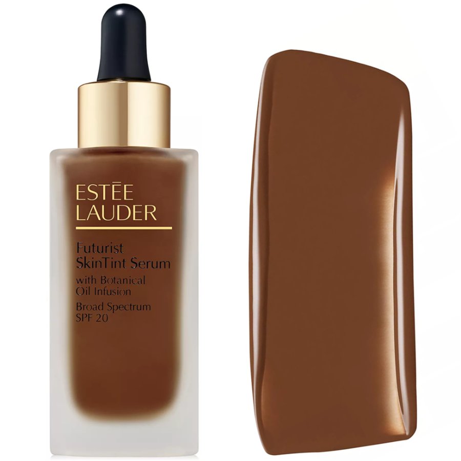 Estée Lauder Futurist SkinTint Serum with color swatch on a white background