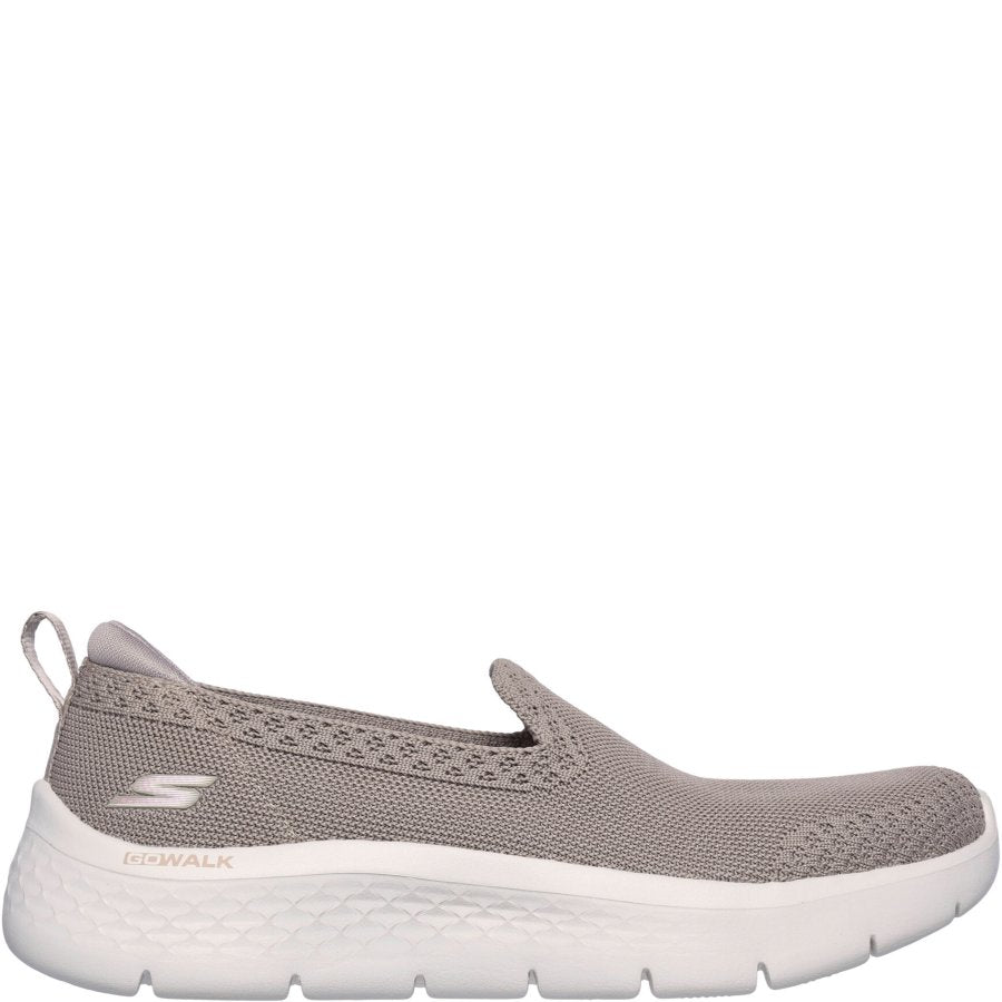 Gray slip-on shoe with white sole on a white background