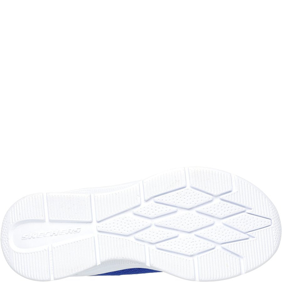 Close-up of a white athletic shoe sole with tread pattern on a white background