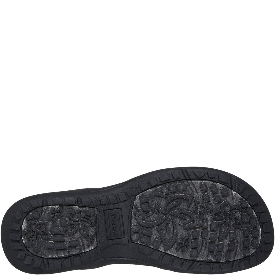 Black shoe sole with tread pattern on a white background