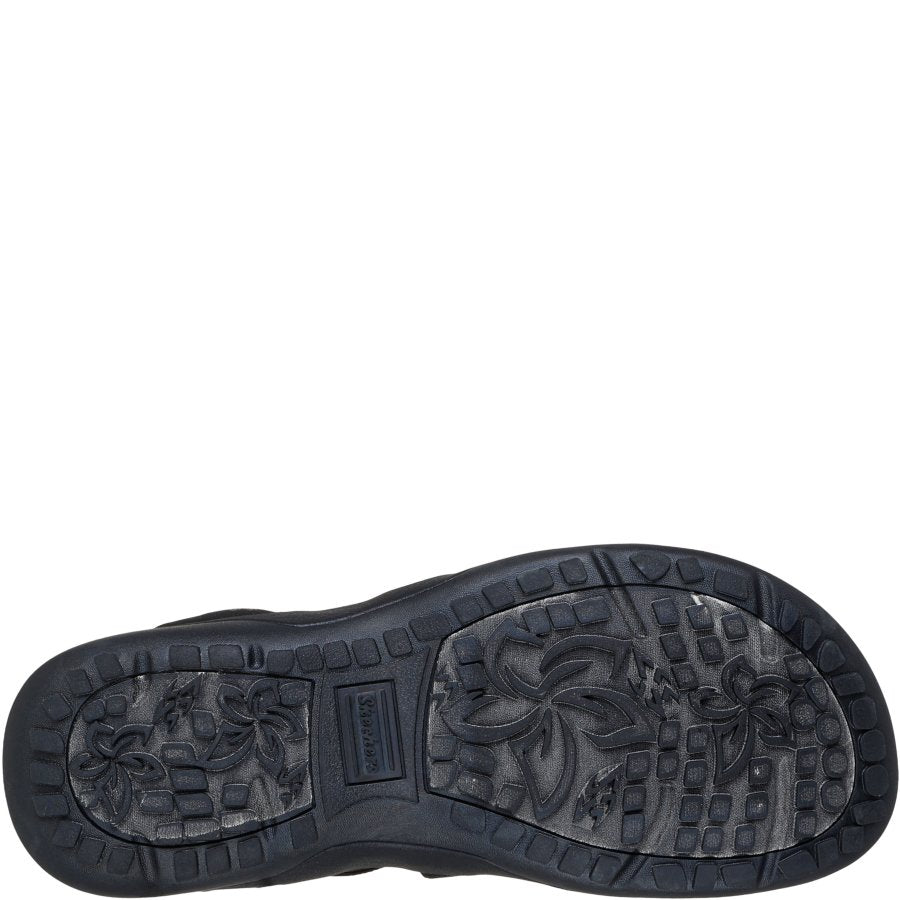 Black shoe sole with tread pattern on a white background
