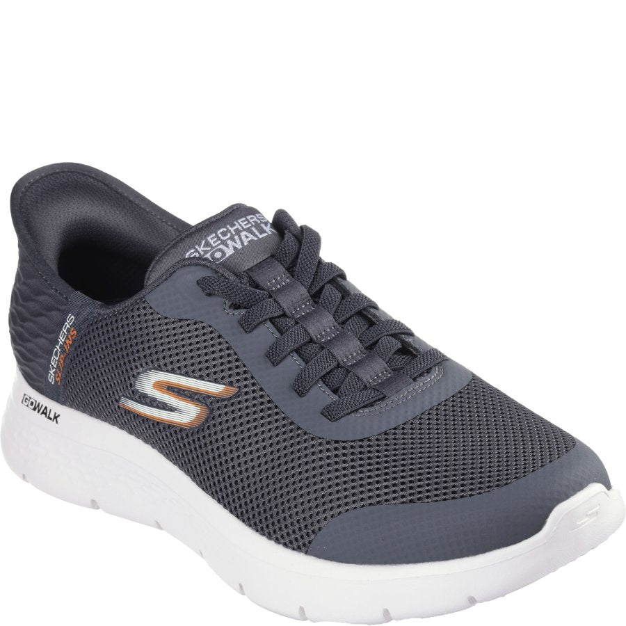 Gray sneaker with white sole on a white background