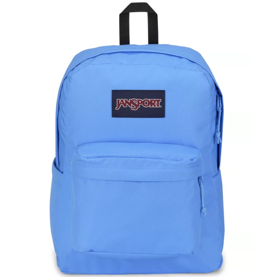 Blue backpack with JanSport logo on a white background