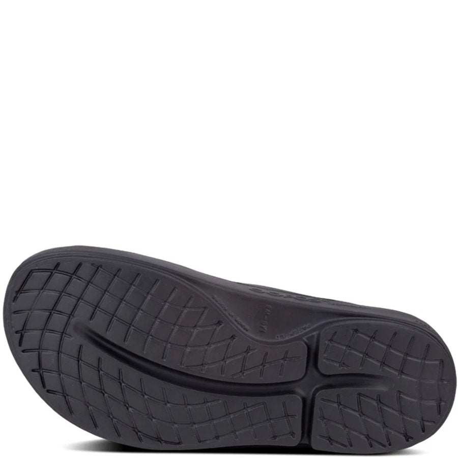 Black shoe sole with tread pattern on a white background