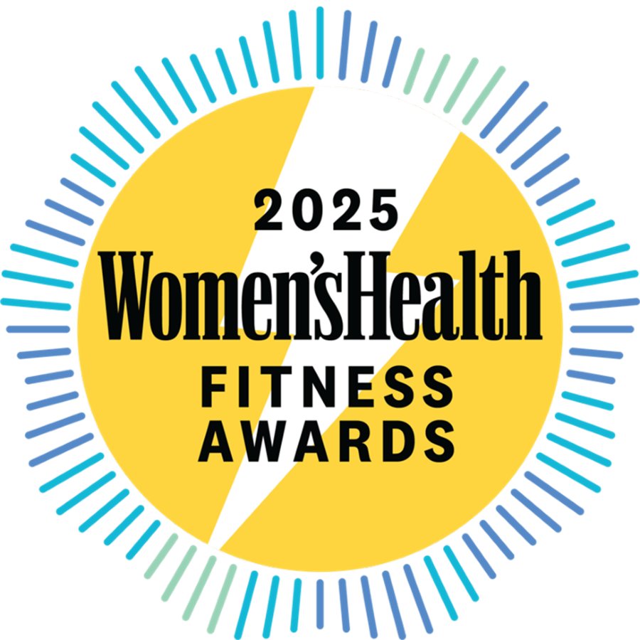 2025 Women's Health Fitness Awards logo with yellow circle and blue and green accents