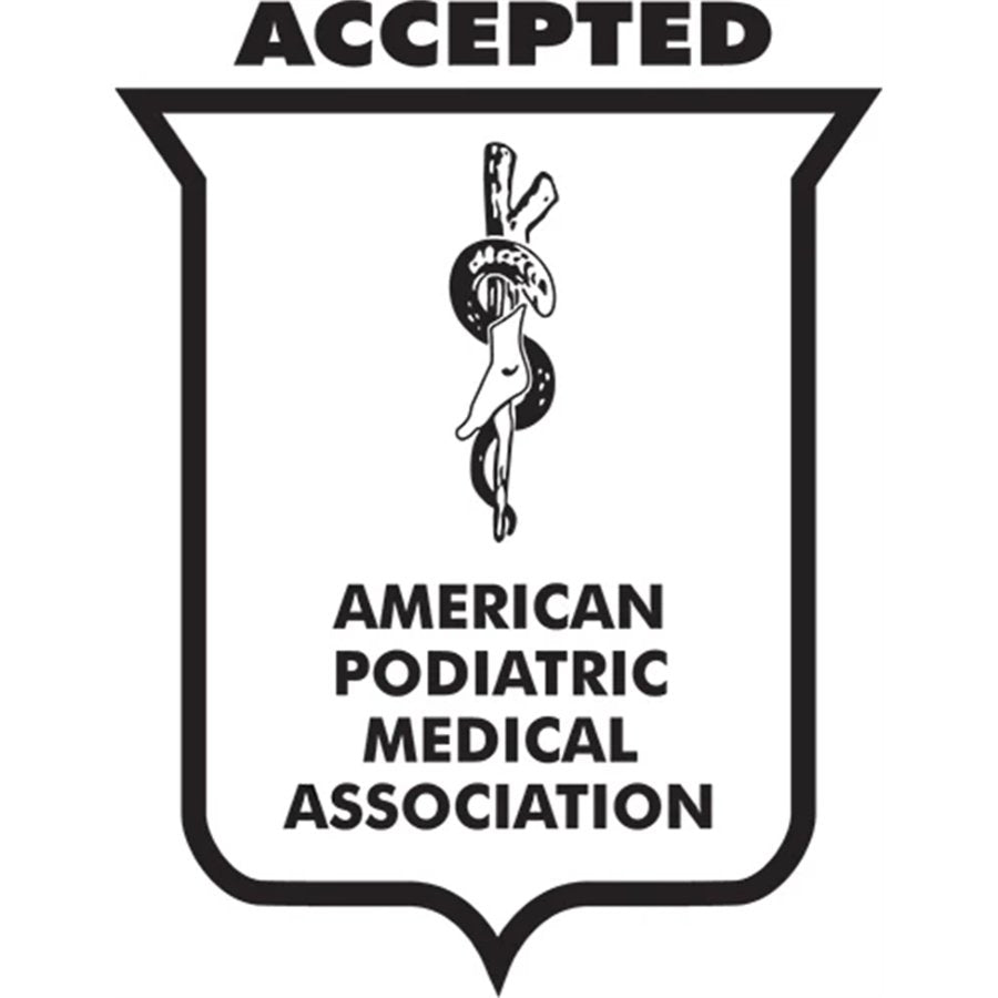 Logo of the American Podiatric Medical Association with a black border and text.