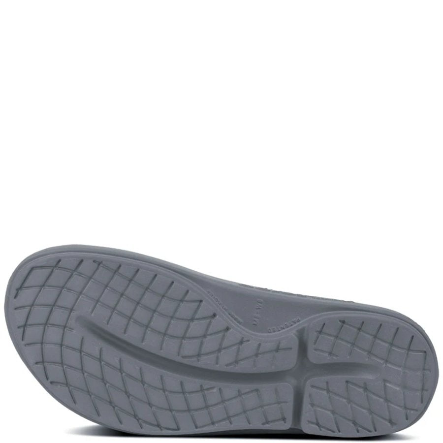 Gray shoe sole with tread pattern on a white background