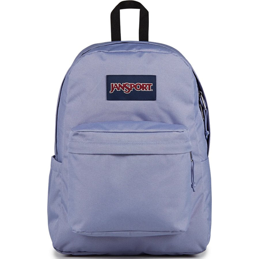 Light blue backpack with a JanSport logo on a white background
