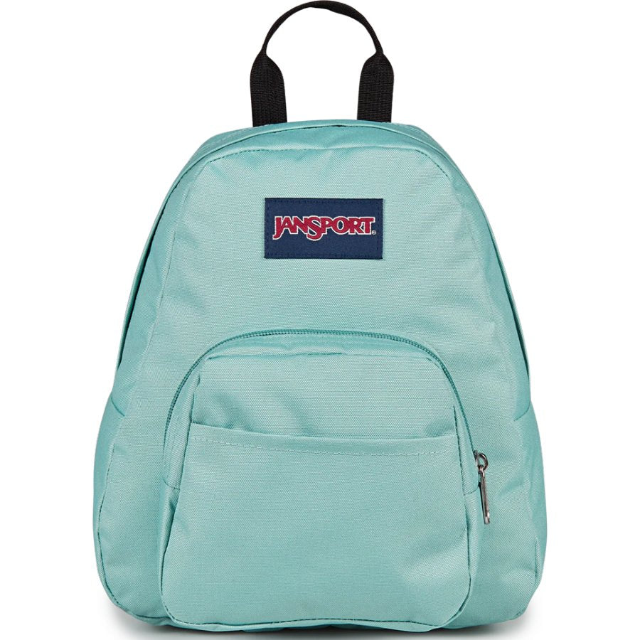 Light blue backpack with a Jansport logo on a white background