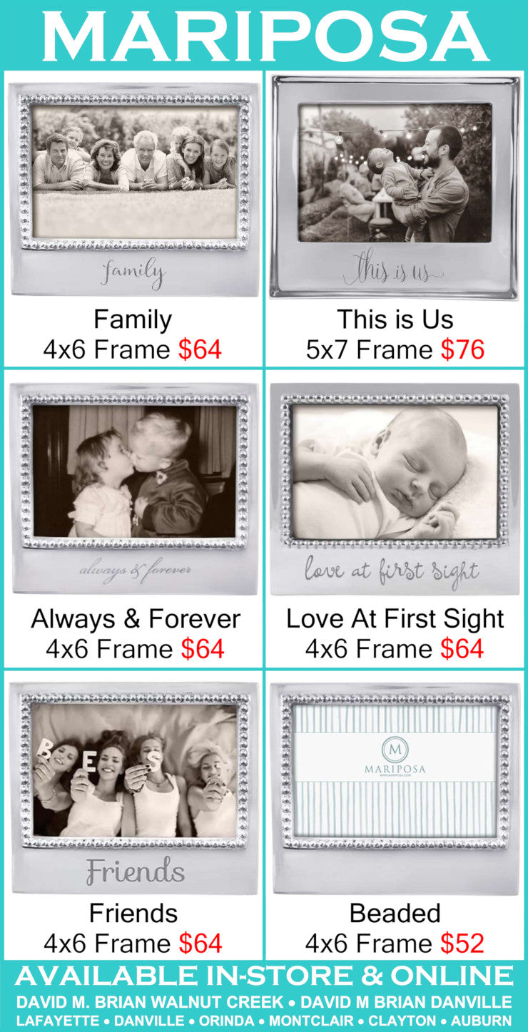 Marposa picture frame collection with various designs and prices.