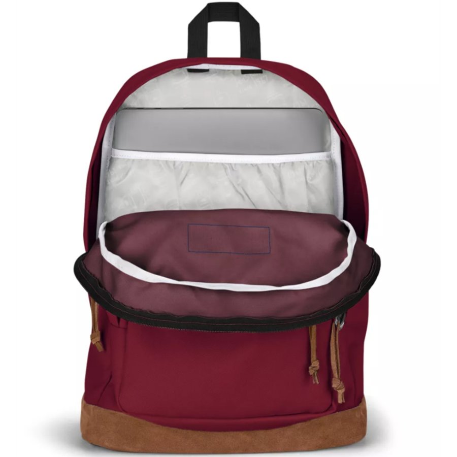 Red Jansport backpack on a white background