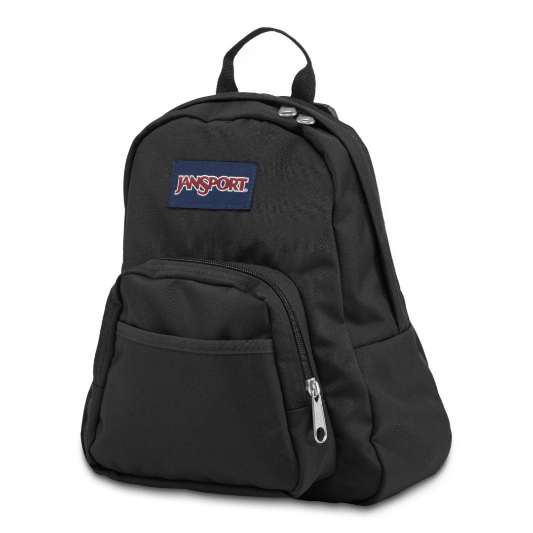 Black Jansport backpack with a visible brand logo on a white background
