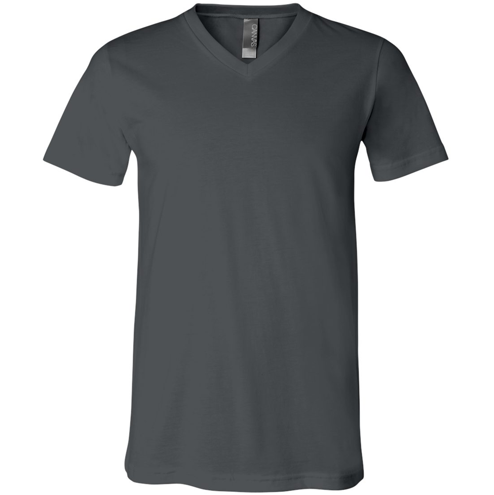 Gray V-neck t-shirt on a white background