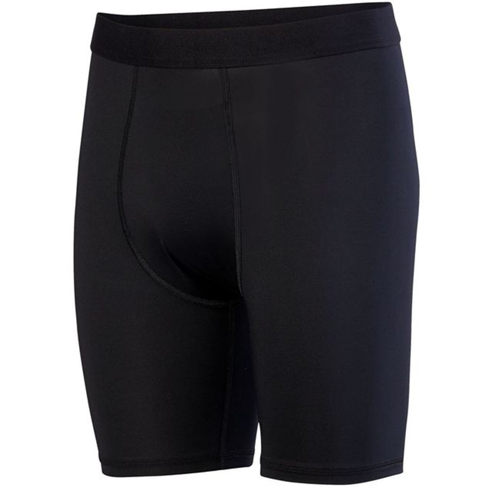 Black athletic shorts on a white background