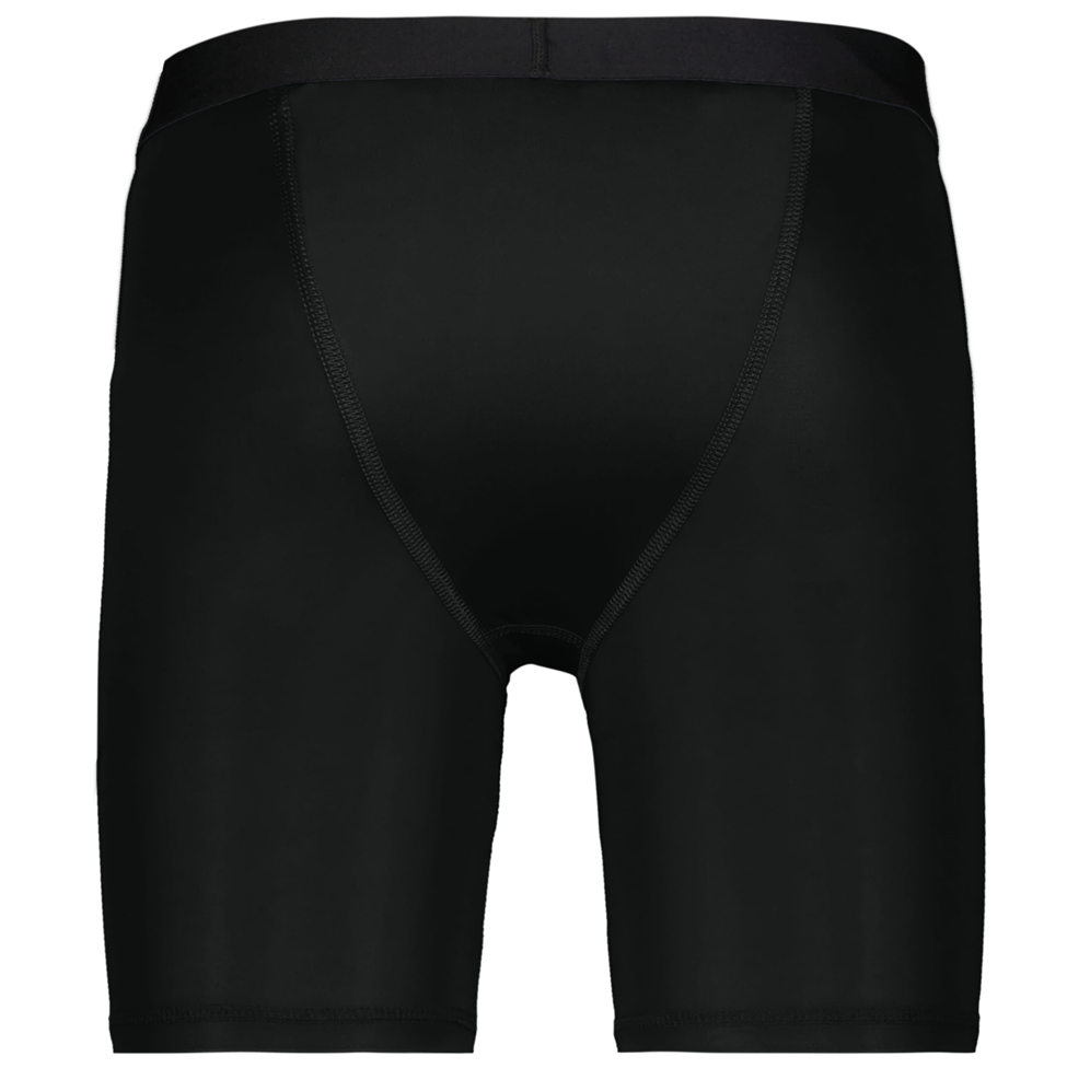 Black athletic shorts on a white background