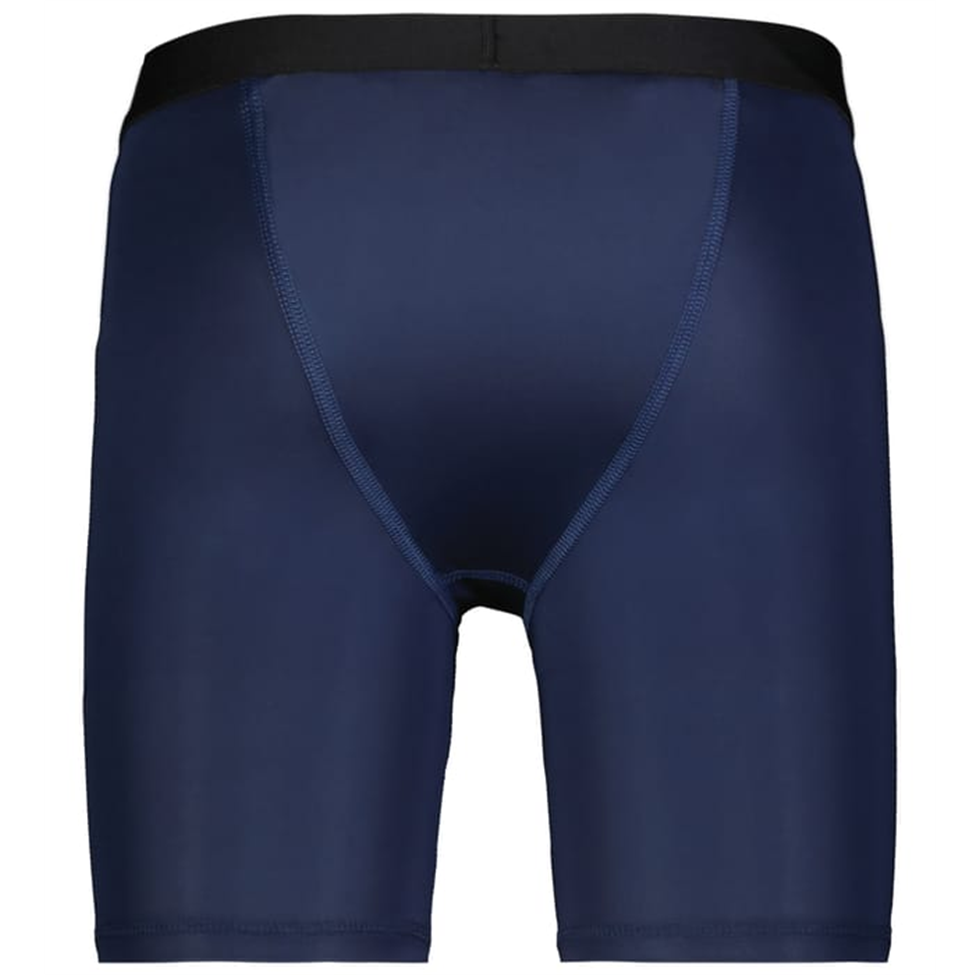 Navy blue boxer briefs on a white background