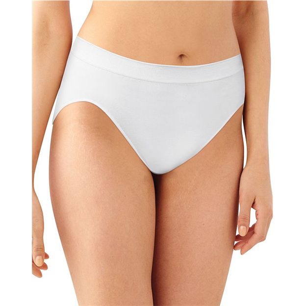 White bikini bottom worn by a person on a white background
