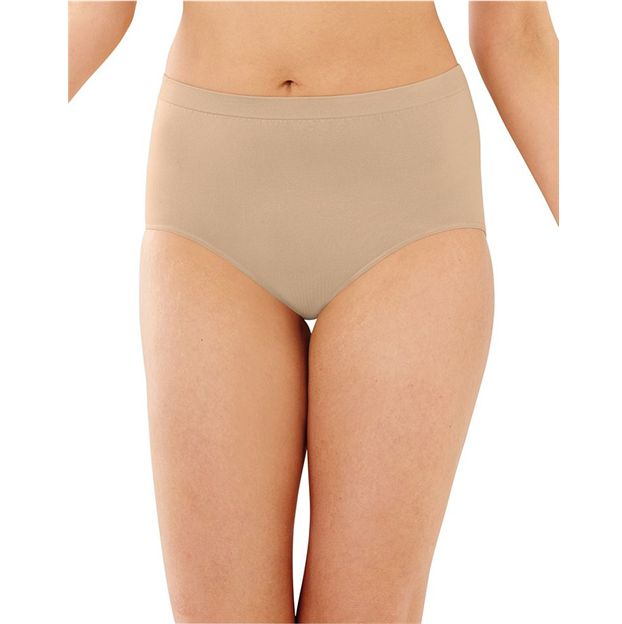 Beige high-waisted underwear on a white background