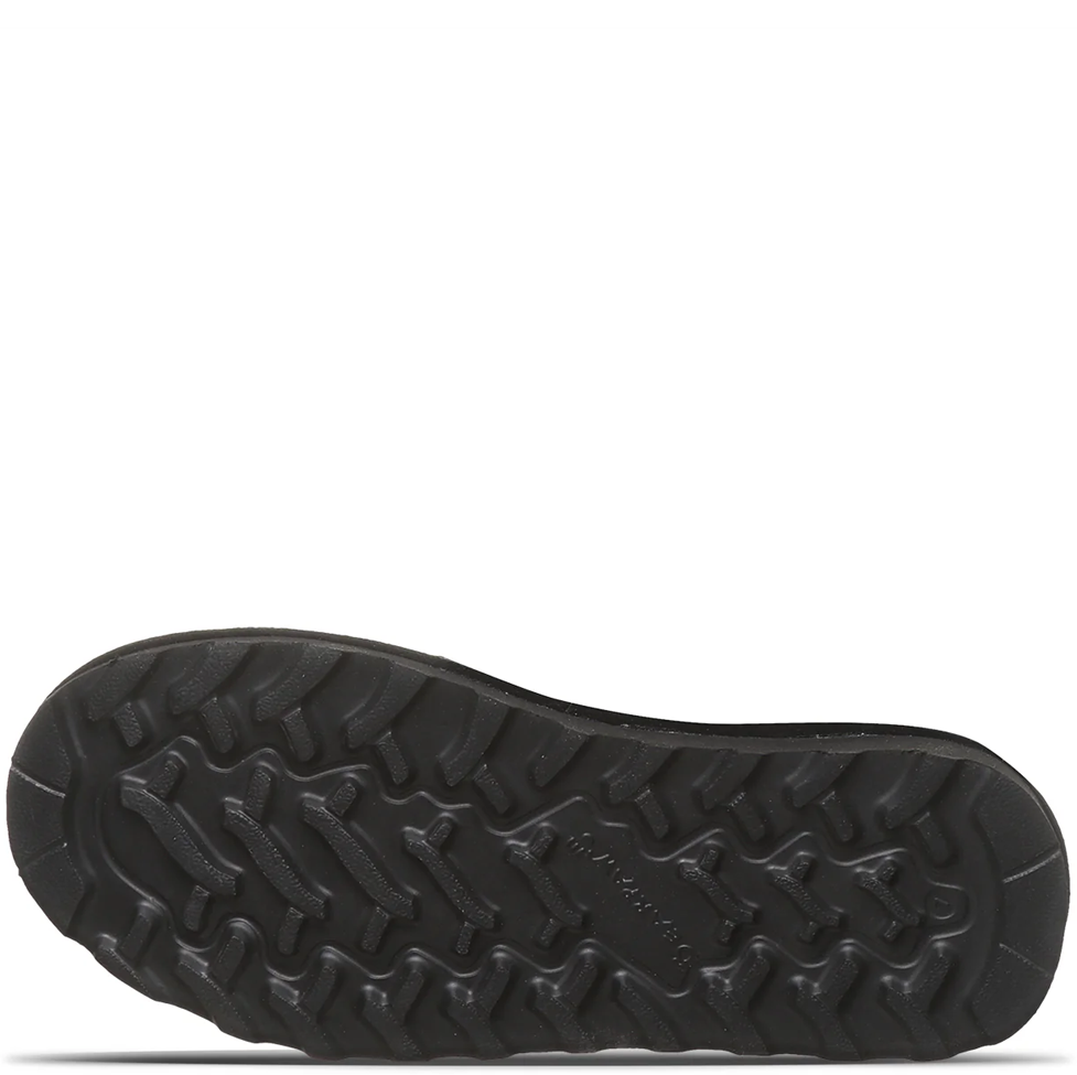 Close-up of a black shoe sole on a white background