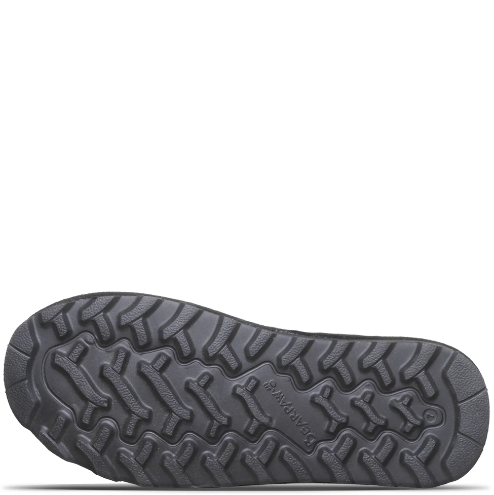 Black sole of a shoe with tread pattern on a white background
