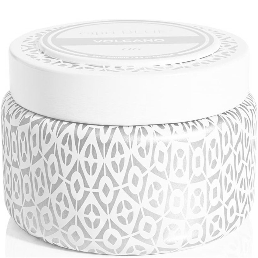 White container with geometric pattern and 'Volcano' branding on a white background