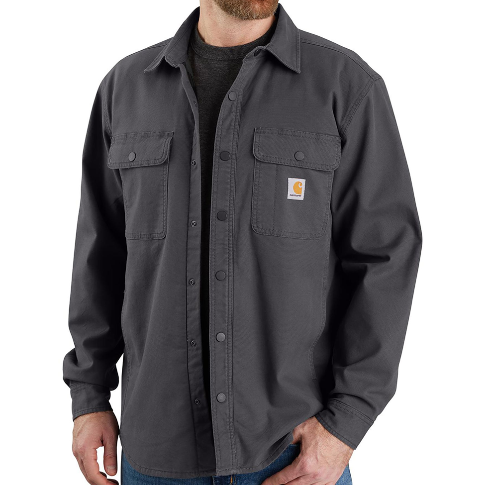 CARHARTT Fleece Lined Canvas Shirt  With Stretch- Shadow