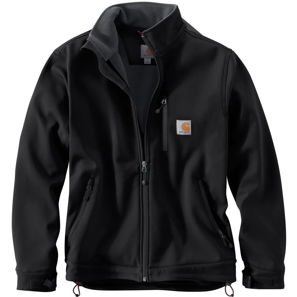 Black jacket with Carhartt logo on a white background