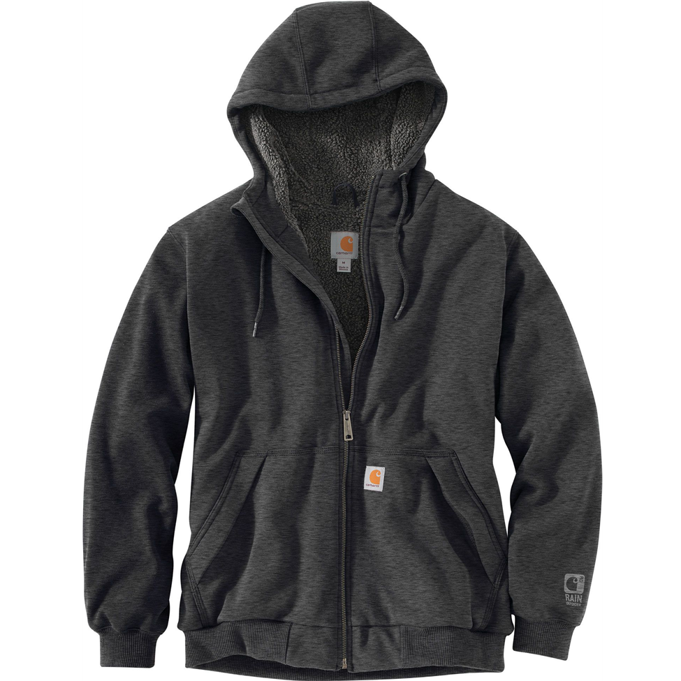 Dark gray hoodie with Carhartt logo on a white background