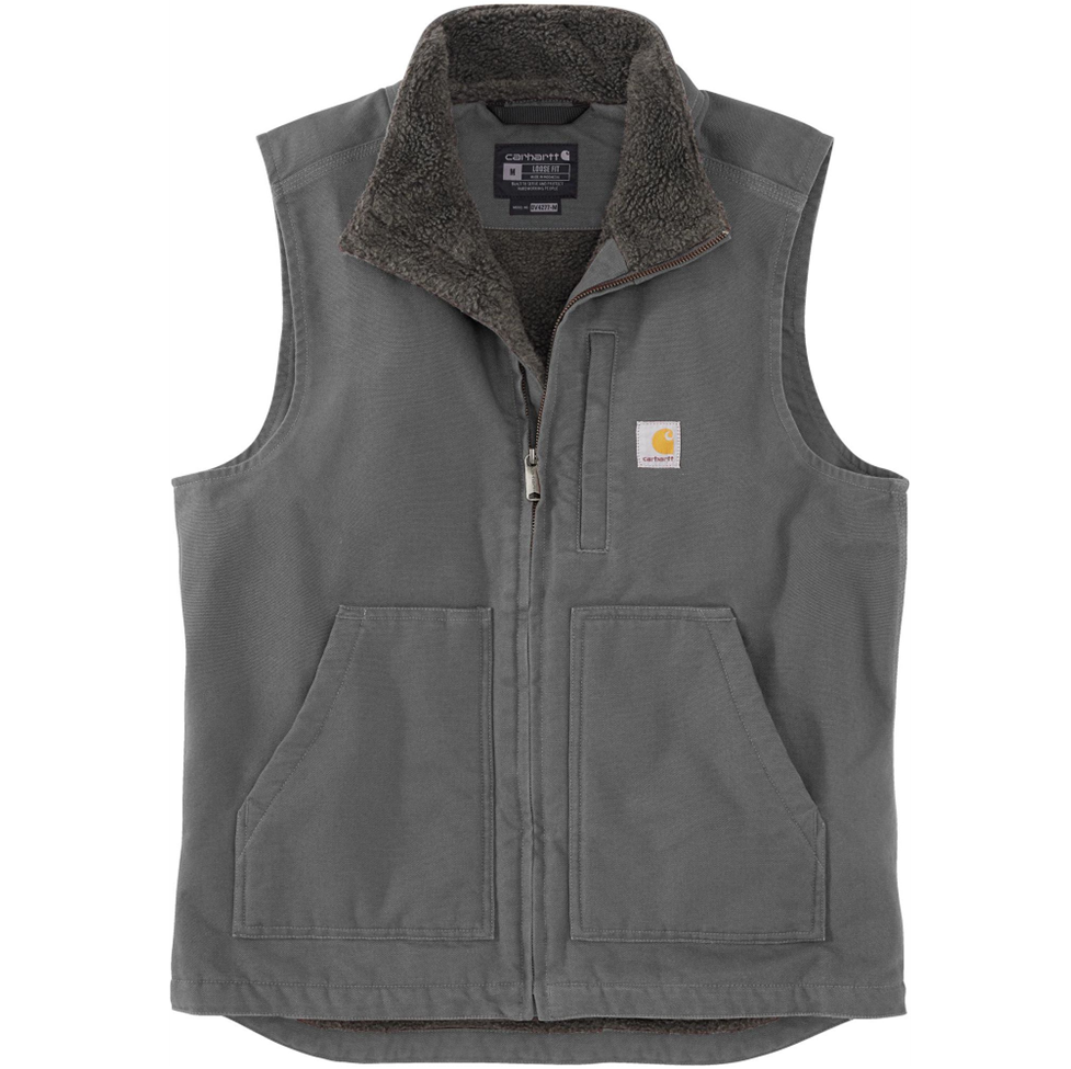 Gray vest with Carhartt logo on a white background