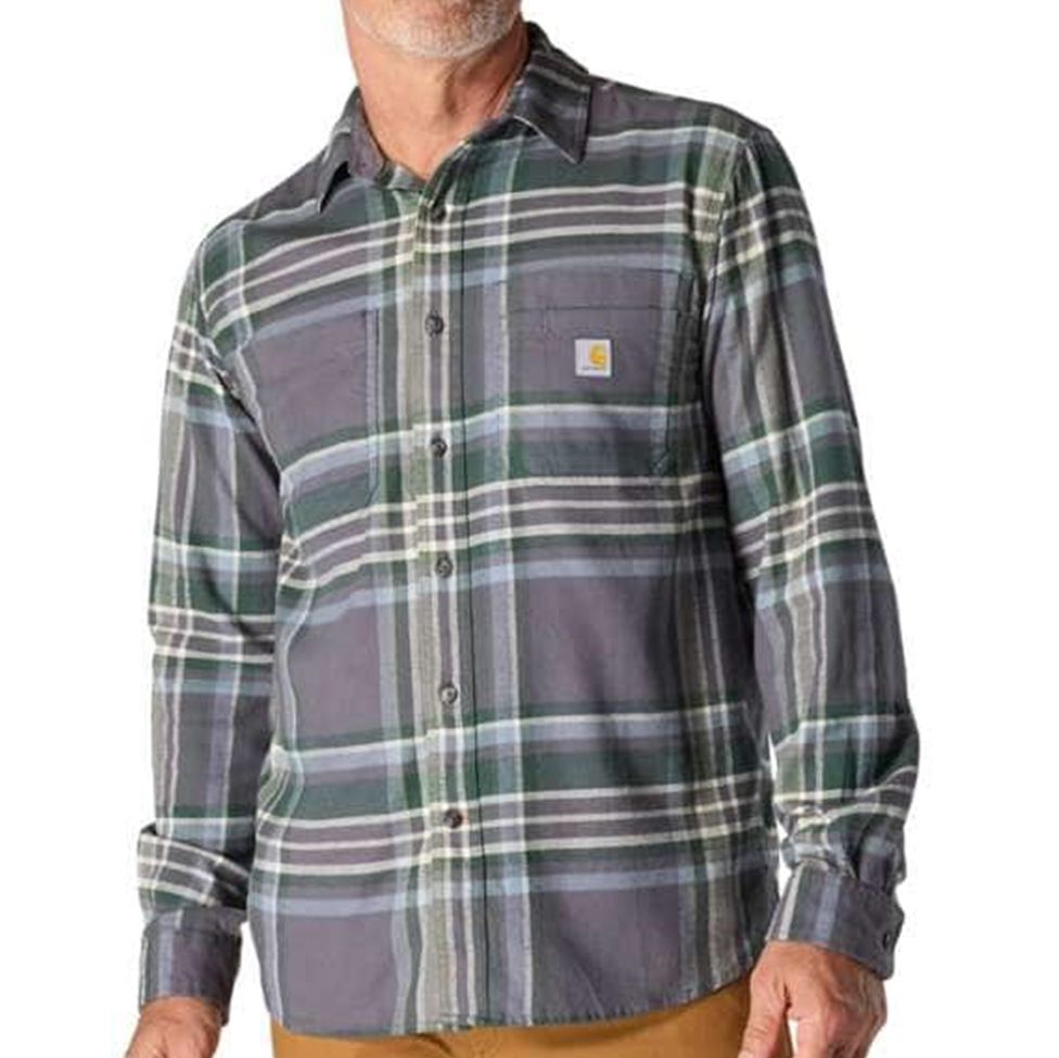Plaid shirt with brand logo on a white background