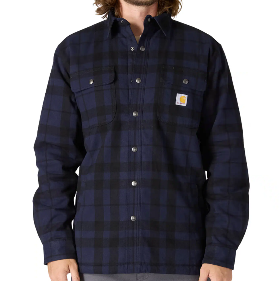 CARHARTT Sherpa Lined Flannel Jacket - Navy