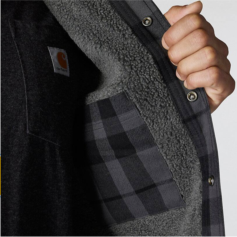 CARHARTT Sherpa Lined Flannel Jacket - Shadow
