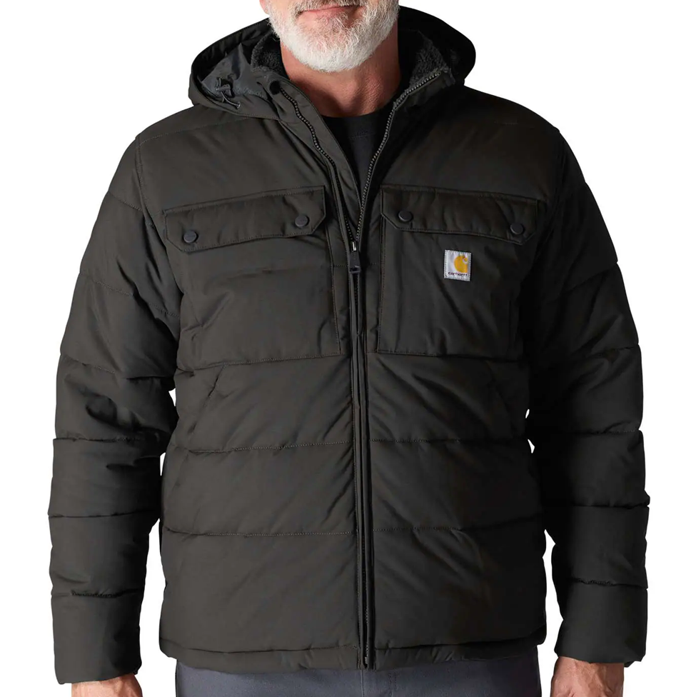 Black jacket with a brand logo on a white background