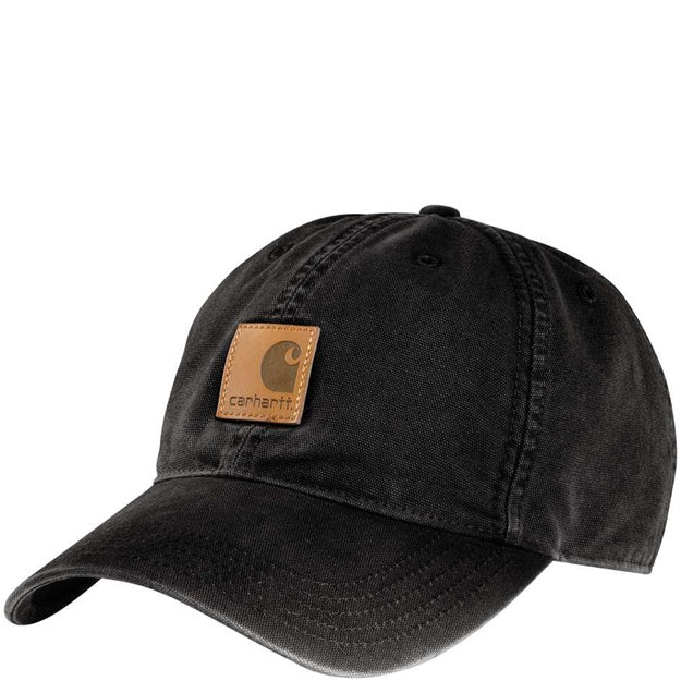 Black cap with Carhartt logo on a white background