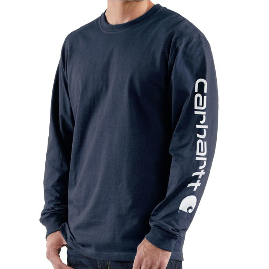 Navy long-sleeve shirt with Carhartt logo on a white background