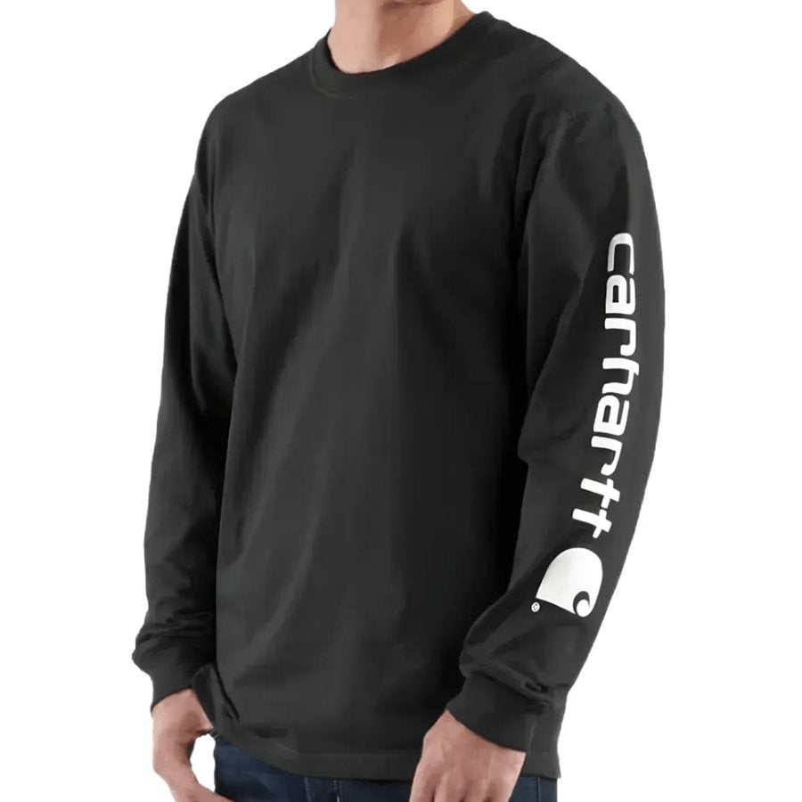 Black long-sleeve shirt with Carhartt logo on a white background
