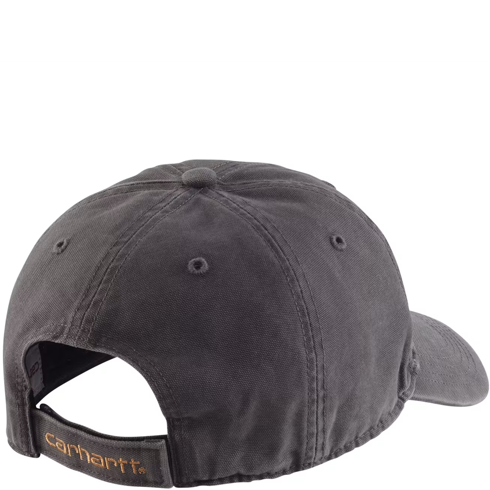Black cap with Carhartt logo on a white background