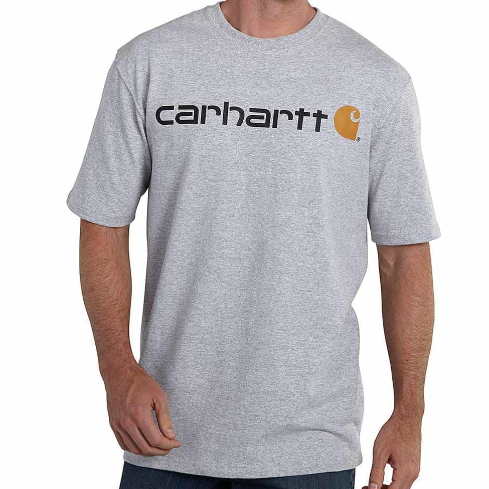 Gray t-shirt with Carhartt logo on a white background