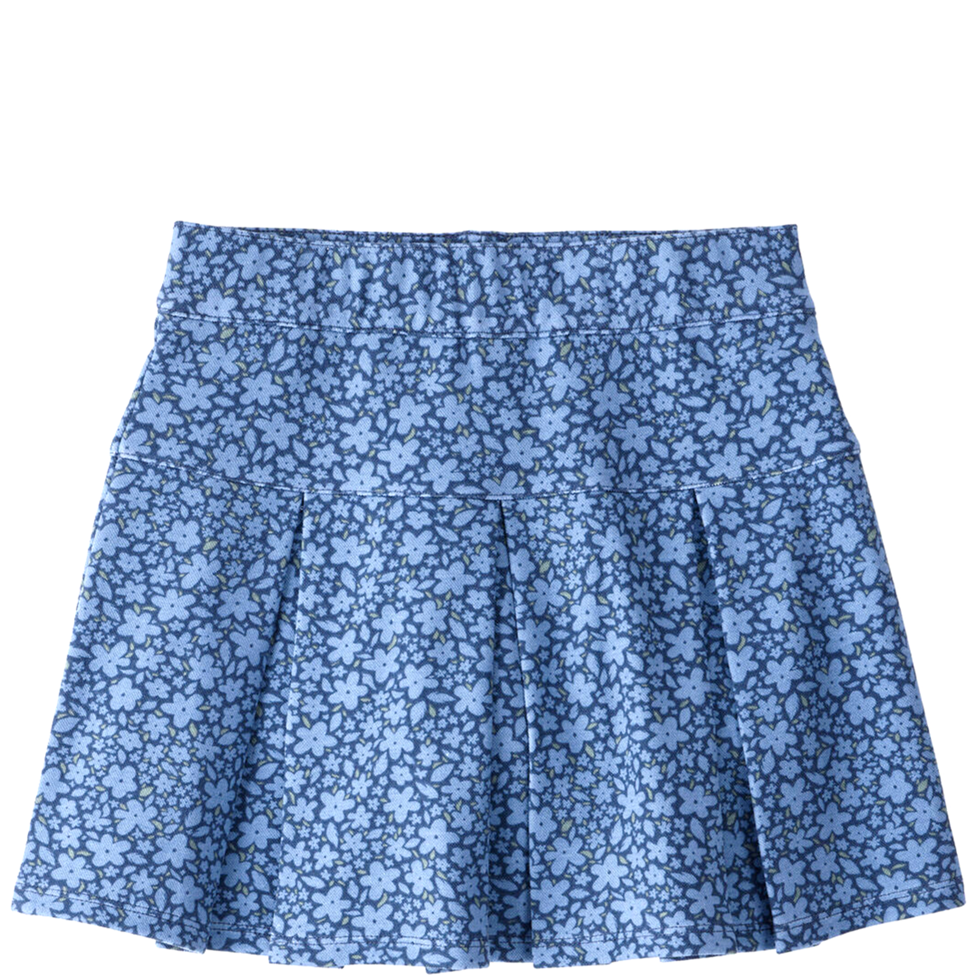 Blue floral skirt on a white background