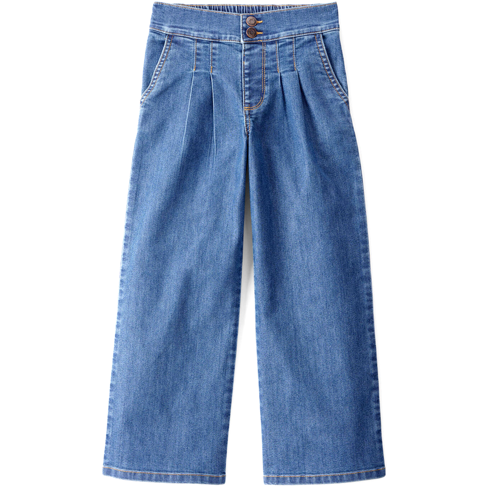 Pair of blue jeans on a white background