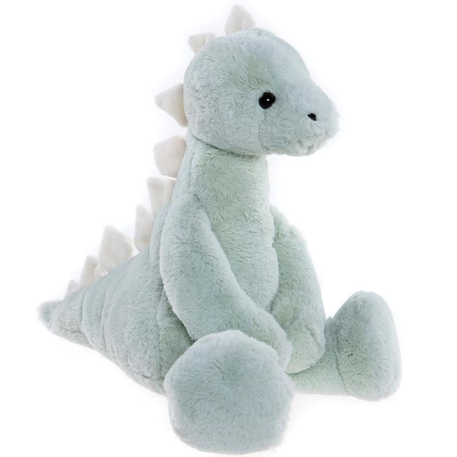 Plush dinosaur toy on a white background