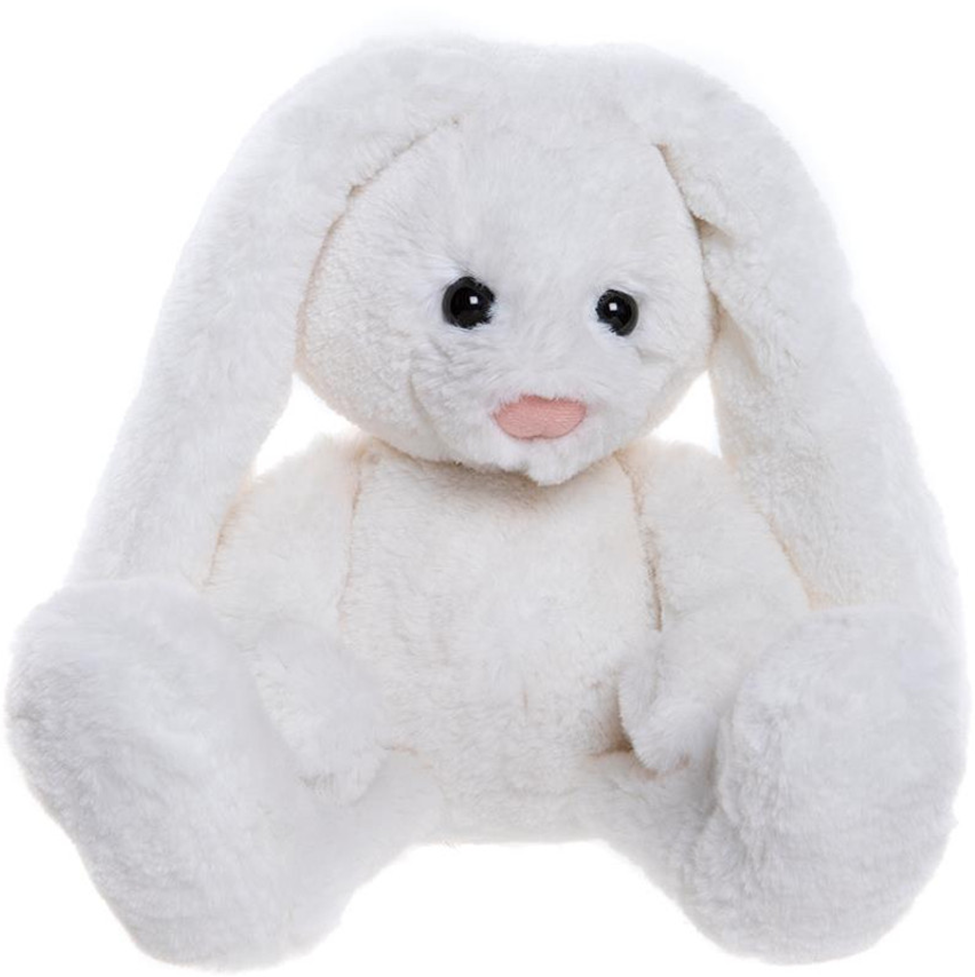 White plush bunny toy on a white background