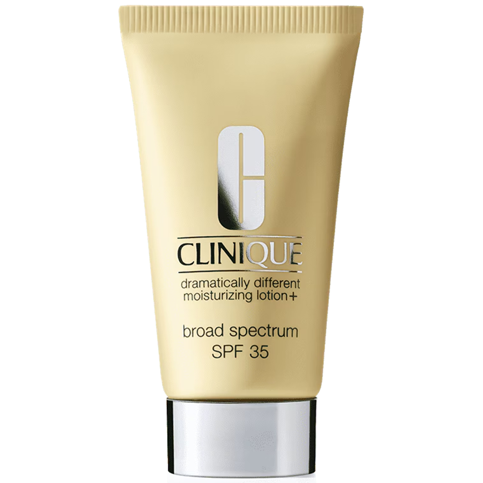 Clinique moisturizing lotion tube on a white background