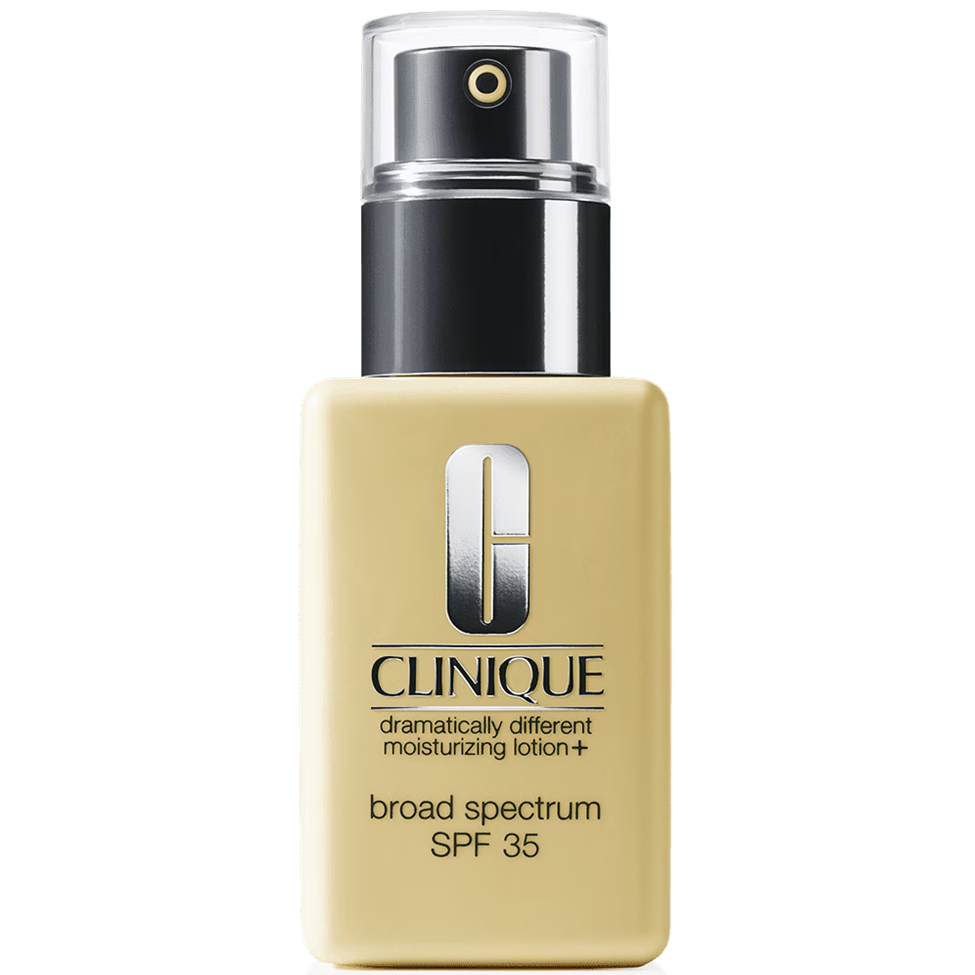 Clinique moisturizing lotion bottle on a white background