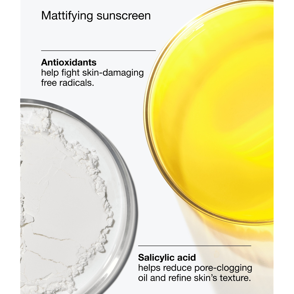 Illustration of a yellow liquid and white powder with text about antioxidants and salicylic acid.